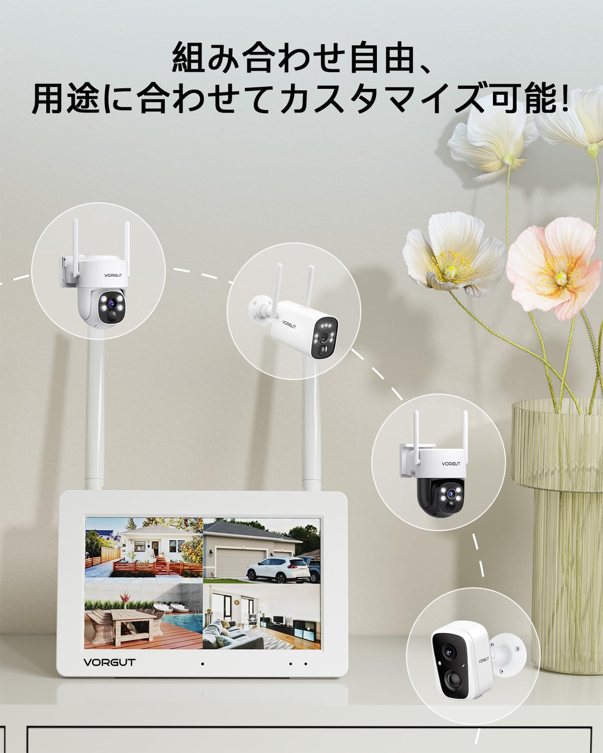 Amazon.co.jp: 防犯カメラ 屋外 ソーラー モニター付き ワイヤレス 400